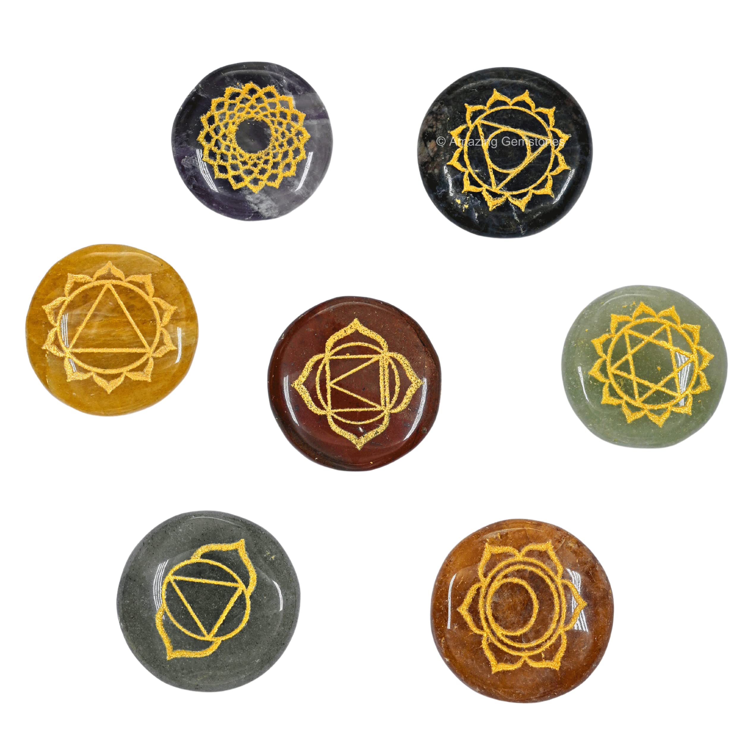 Chakra(チャクラ)1～7 Amazon.com: Amazing Gemstone 7 Chakra Set Reiki Healing Crystal